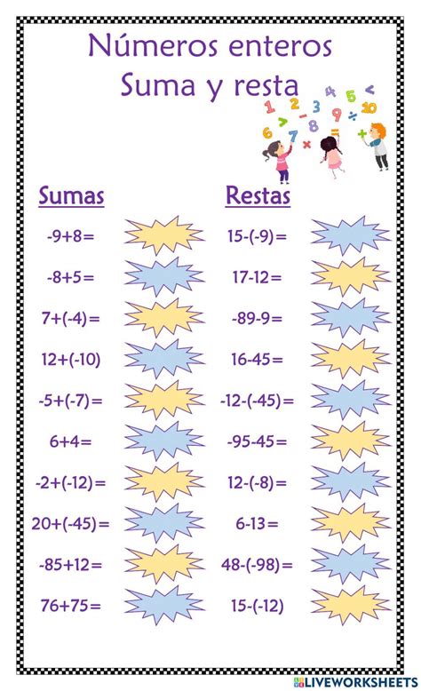 Números Enteros Suma Y Resta Worksheet Matematicas Primero De