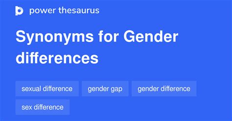 Gender Differences Synonyms 59 Words And Phrases For Gender Differences