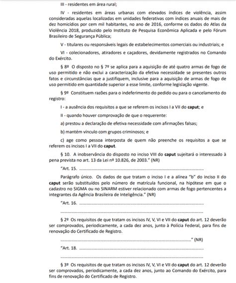 Leia O Decreto Das Armas De Fogo De Bolsonaro