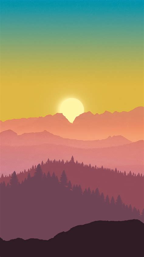 Mountains Sunset Minimalism Minimalist Artist Artwork Digital Art