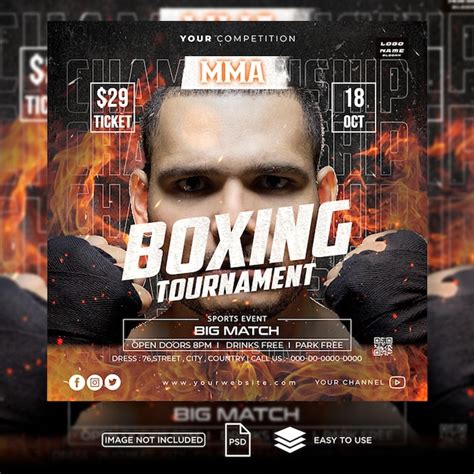 Premium Psd Social Media Flyer Template For Mma Sport Event