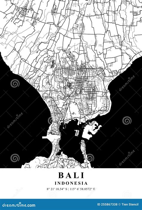 Bali - Indonesia White Plane Map Stock Illustration - Illustration of ...