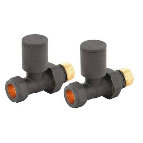 Redroom Straight Round Radiator Valve Pack Anthracite