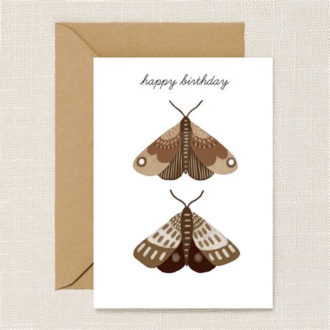 Happy Birthday Moth Card Greeting Card Size Greeting Cards Birthday