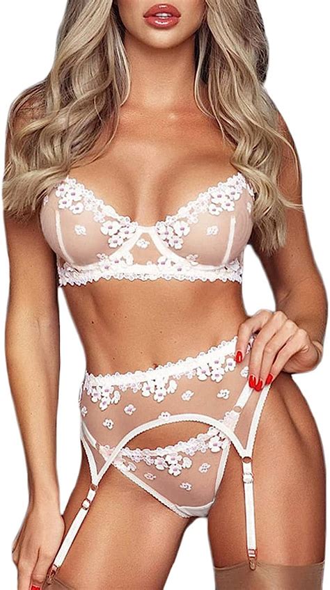 Buy Kaei Shi Embroidered Applique Lace Lingerie Underwire Mesh Sheer