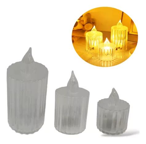 Velas Led Decorativas Llama Simulada Transparentes Set