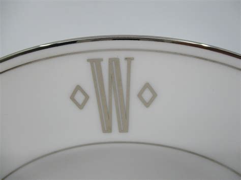 Lenox Federal Platinum Monogram Luncheon Plate Block W 9 1 4 0807c