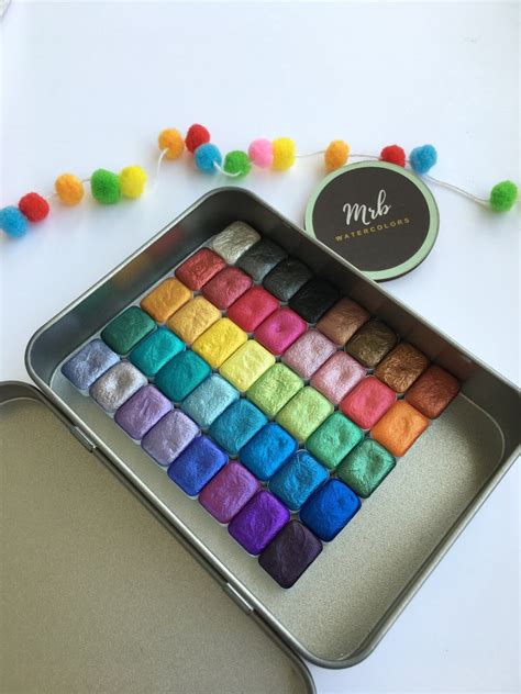 Watercolor Paints Mini Pans Set Handmade Mica Metallic Etsy Uk