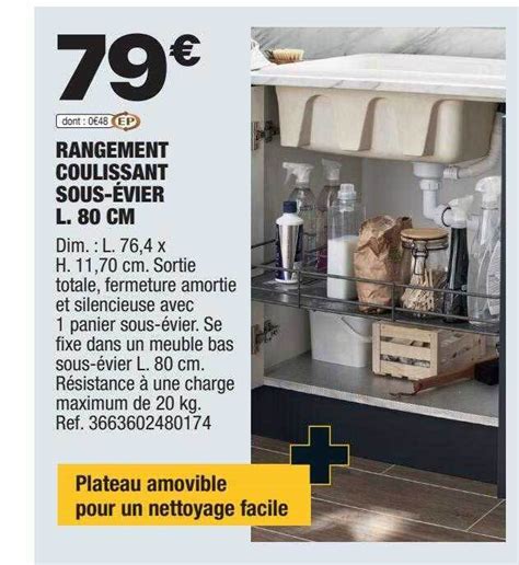 Promo Rangement Coulissant Sous Vier L Cm Chez Brico D P T