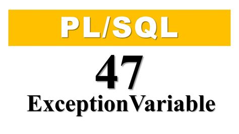 Pl Sql Tutorial How To Declare User Define Exception Using A