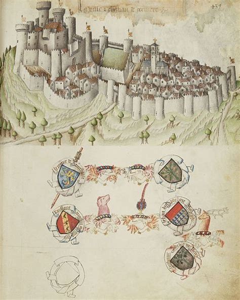 C1450 La Ville Et Le Chateau Dans Larmorial Dauvergne De Guillaume