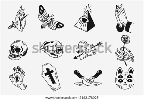 Set Collection Mystical Celestial Dark Holy Stock Vector Royalty Free