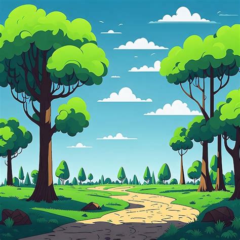 Premium Photo | Cartoon landscape forest cartoon outdoor background