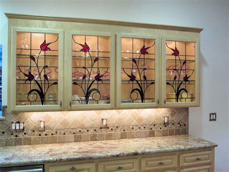 Stained Glass Cabinet Inserts Hawkings Residence Traditional