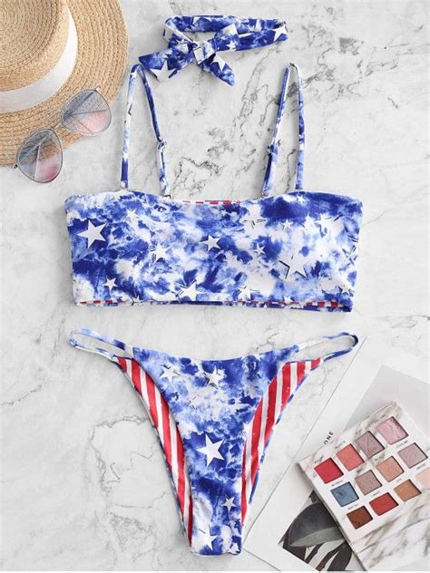 [37 Off] 2021 Zaful Patriotic American Flag Tie Dye Reversible String