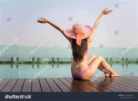 Asian Sexy Woman Raise Hand Bikini Stock Photo 1053692843 Shutterstock