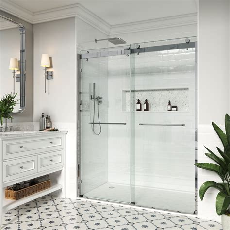 Mcocod 60 W X 76 H Double Sliding Semi Frameless Shower Door With Smooth Sliding And 38 In