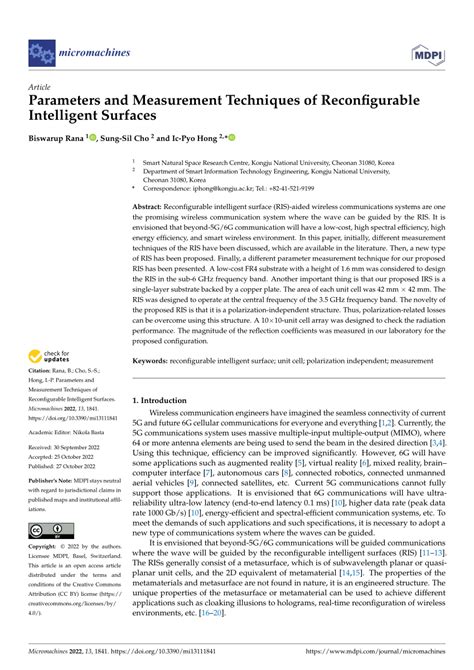 Pdf Parameters And Measurement Techniques Of Reconfigurable