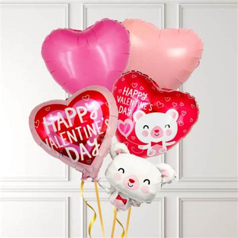 Valentine Bear Hearts Balloon Bunch Balloonbx