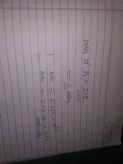 (1+2) reason 11. Calculate number of molecules of phosphorus (pa) present in 248g of solid ...