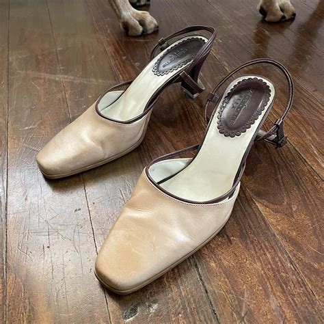 Liz Claiborne Women S Tan And Cream Mules Depop