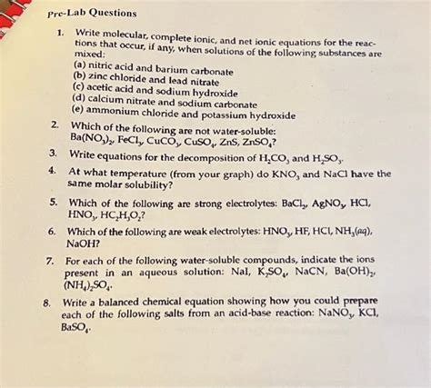 Solved 1 Write Molecular Complete Ionic And Net Ionic