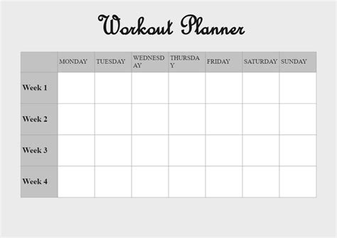 Blank Workout Schedule Template Edrawmax Edrawmax Templates