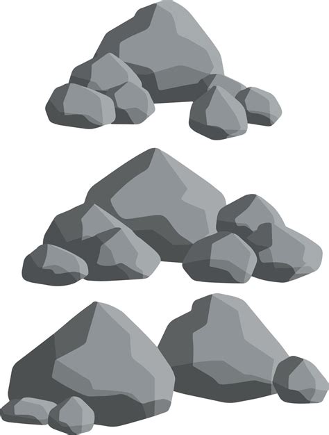 Set of gray granite stones of different shapes 10313727 Vector Art at ...