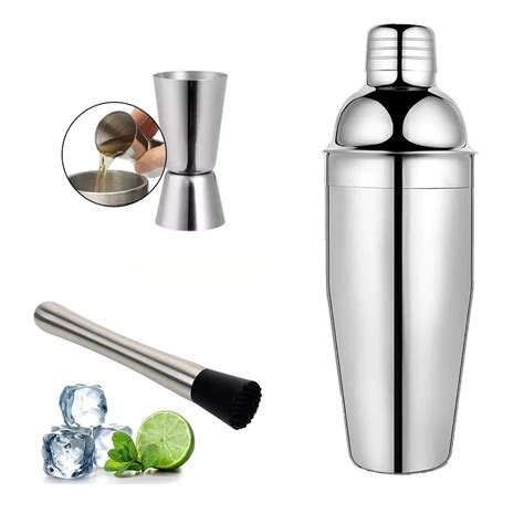 Kit Bartender Coqueteleira 750ml Socador E Dosador Inox Shopee Brasil