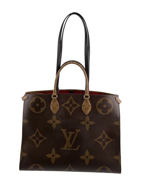 Louis Vuitton Monogram Giant Reverse Onthego Gm Brown Totes Handbags Lou826001 The Realreal