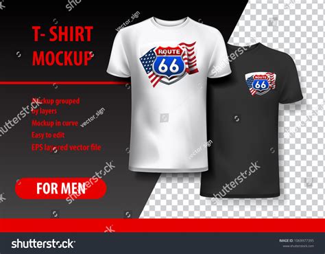 Vektor Stok Tshirt Template Fully Editable Route 66 Tanpa Royalti