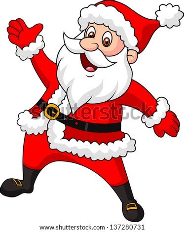 Happy Santa Cartoon Waving Hand Stock Vector Royalty Free 137280731