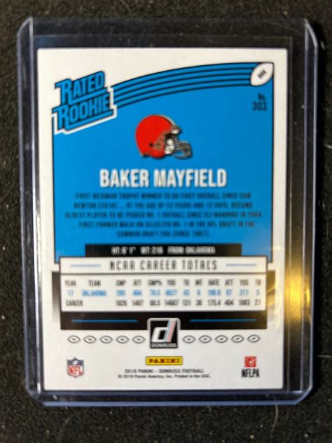 2018 Panini Donruss Rated Rookie 303 Baker Mayfield Tampa Buccaneers