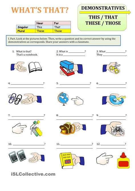 Demonstratives This That Those These Exercícios De Inglês