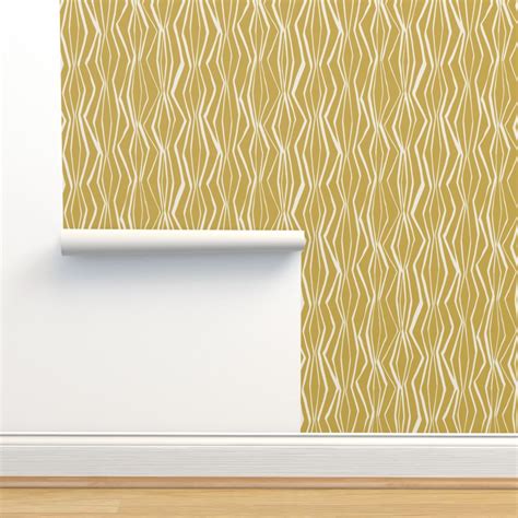 Zig Zag Mustard Medium Scale Wallpaper Spoonflower