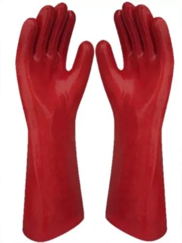 Guante Pvc Rojo Cm Largo Liviano Entelado Certificado Iram