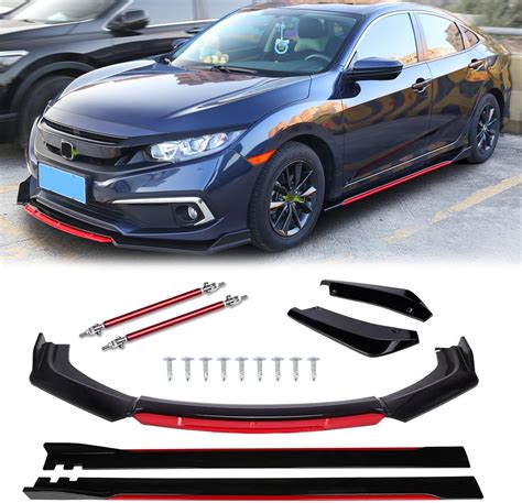 Amazon JMTBNO Red Front Bumper Lip Body Kit With Strut Rods Rear