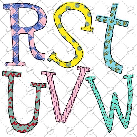 Doodle Alphabet Png Whimsical Doodle Letters Png Doodle Etsy