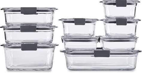 Rubbermaid Brilliance Glass Storage Set Of 9 Food Containers With Lids 18 Pieces