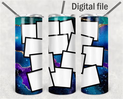 Tumbler Wrap Template With Photo Collage Seamless Pattern Etsy