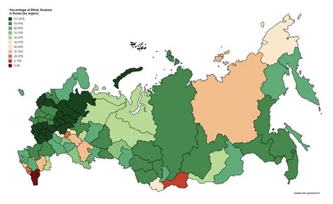 Percentage of ethnic russians in russia (by region) : r/MapPorn