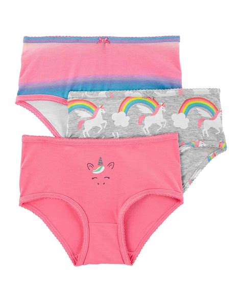 Riachuelo Kit Calcinha Infantil 3 Peças Unicórnio Carter s Rosa Cinza