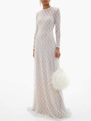 Christopher Kane Feather Trimmed Chantilly Lace Bridal Gown Xs