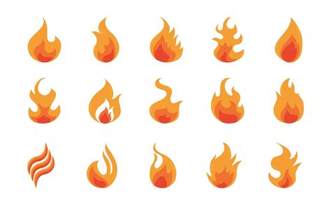 Fire Flame Burning Hot Glow Flat Design Icons Set 2610256 Vector Art At