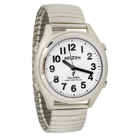 Reizen Talking Atomic Watch - White Face-Black Numbers-Expansion Band