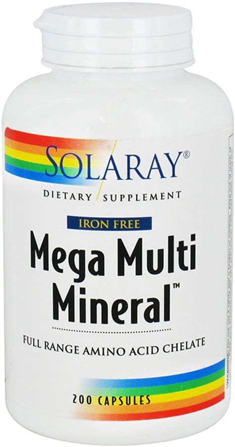 Solaray Mega Multi Mineral Iron-Free 200 Capsules - 50 Servings