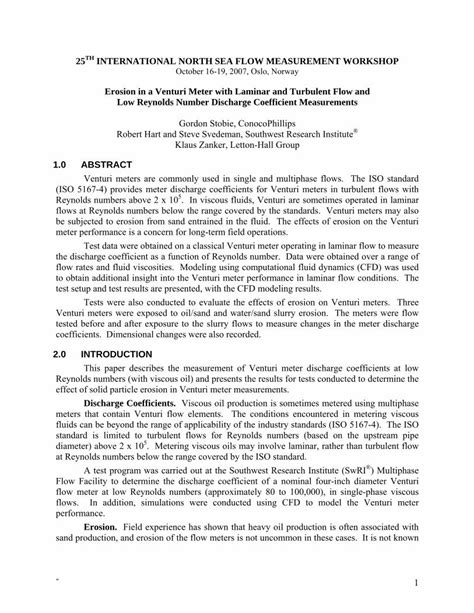 PDF 25TH INTERNATIONAL NORTH SEA FLOW MEASUREMENT Of Erosion On