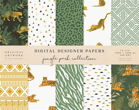 Jungle Digital Paper Scrapbook Paper Seamless Patterns - Etsy