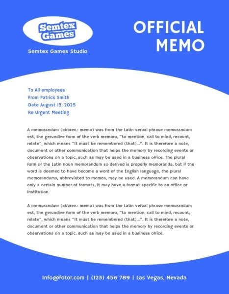 Memo Layout And Design