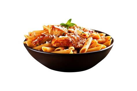 Penne Pasta With Tomato Sauce Parmesan Cheese And Basil On Dark Background 27144972 Png